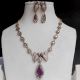 Handmade Brass Metal Jewellery Purple Peacock Necklace Set